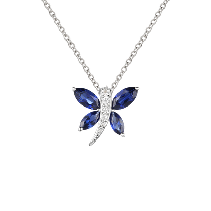 10K Genuine Gemstone & Diamond Accent Dragonfly Pendant with 18" Chain