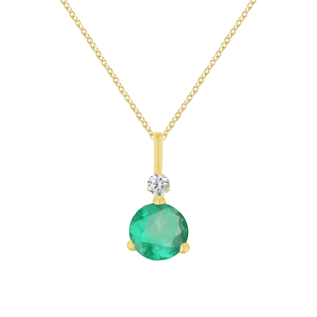 10K Genuine Gemstone & Diamond Accent Solitaire Pendant with 18" Chain