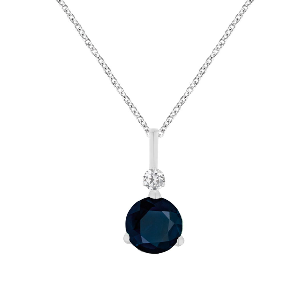 10K Genuine Gemstone & Diamond Accent Solitaire Pendant with 18" Chain