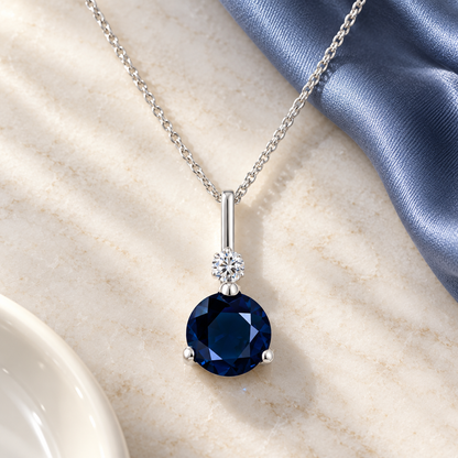 10K Genuine Gemstone & Diamond Accent Solitaire Pendant with 18" Chain - view 6