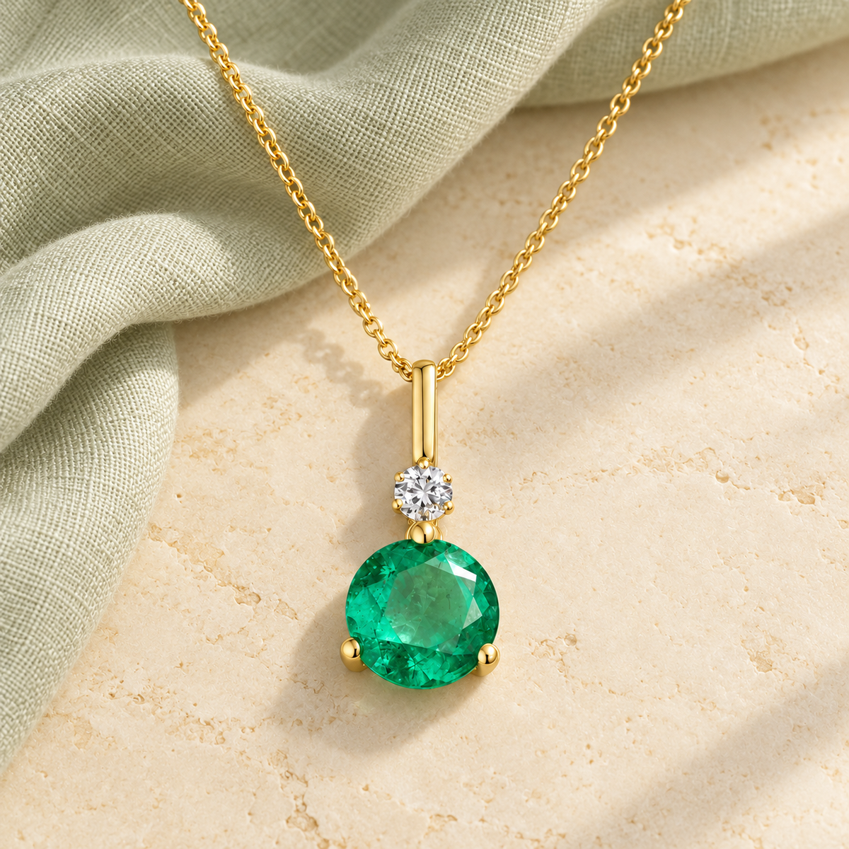 10K Genuine Gemstone & Diamond Accent Solitaire Pendant with 18" Chain - view 2