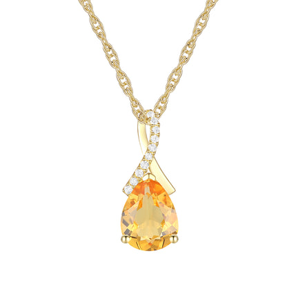 Elegant Birthstone Necklace – Available in Various Gemstones – Stunning 14K Rose or yellow Gold-Plated Sterling Silver Pendant featuring a 9x7mm Center Stone Accented with Created White Sapphires