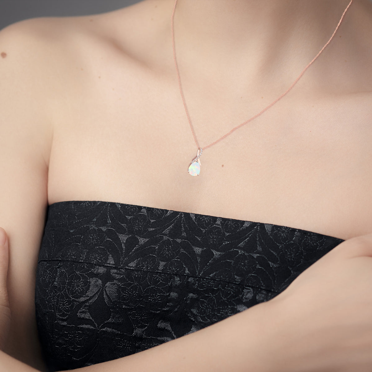 Elegant Birthstone Necklace – Available in Various Gemstones – Stunning 14K Rose or yellow Gold-Plated Sterling Silver Pendant featuring a 9x7mm Center Stone Accented with Created White Sapphires