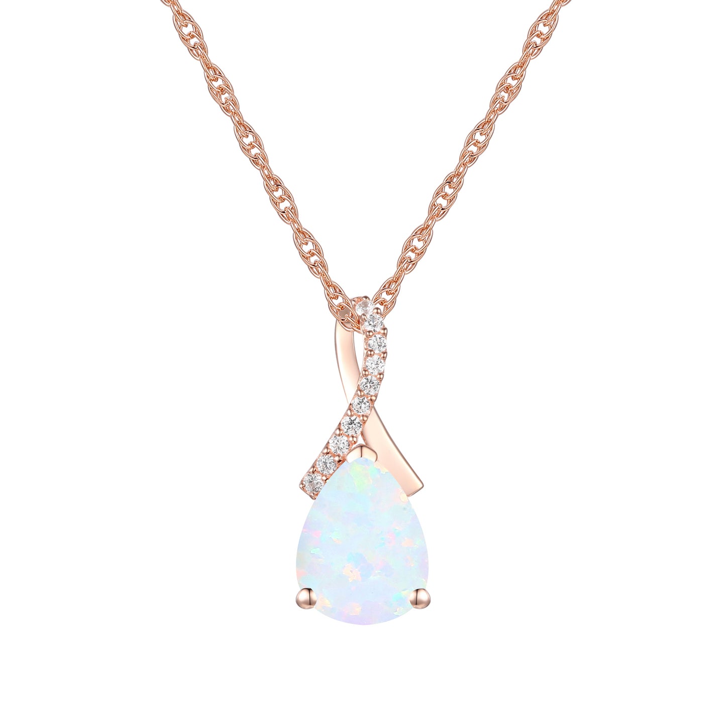 Elegant Birthstone Necklace – Available in Various Gemstones – Stunning 14K Rose or yellow Gold-Plated Sterling Silver Pendant featuring a 9x7mm Center Stone Accented with Created White Sapphires