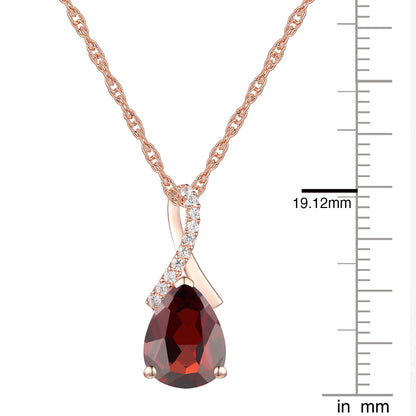 Elegant Birthstone Necklace – Available in Various Gemstones – Stunning 14K Rose or yellow Gold-Plated Sterling Silver Pendant featuring a 9x7mm Center Stone Accented with Created White Sapphires