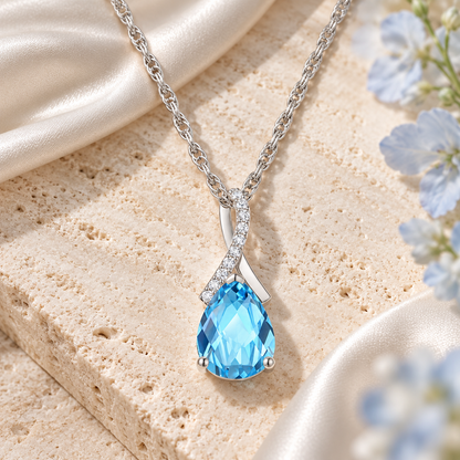 Elegant Birthstone Necklace – Available in Various Gemstones – Stunning 14K Rose or yellow Gold-Plated Sterling Silver Pendant featuring a 9x7mm Center Stone Accented with Created White Sapphires