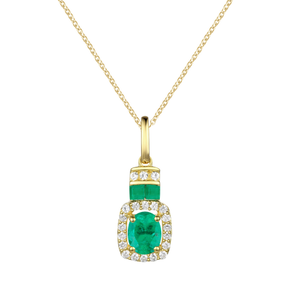10K Genuine Gemstone & 1/10 ct tw Diamond Oval Pendant with 18" Chain