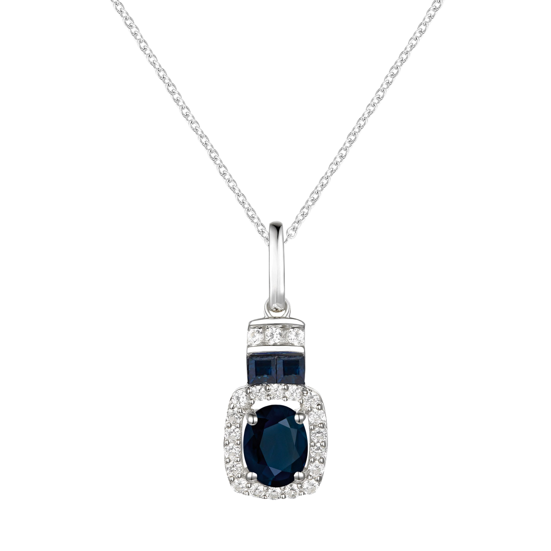 10K Genuine Gemstone & 1/10 ct tw Diamond Oval Pendant with 18" Chain