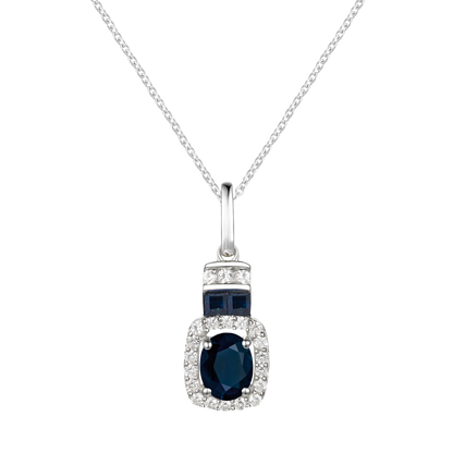 10K Genuine Gemstone & 1/10 ct tw Diamond Oval Pendant with 18" Chain