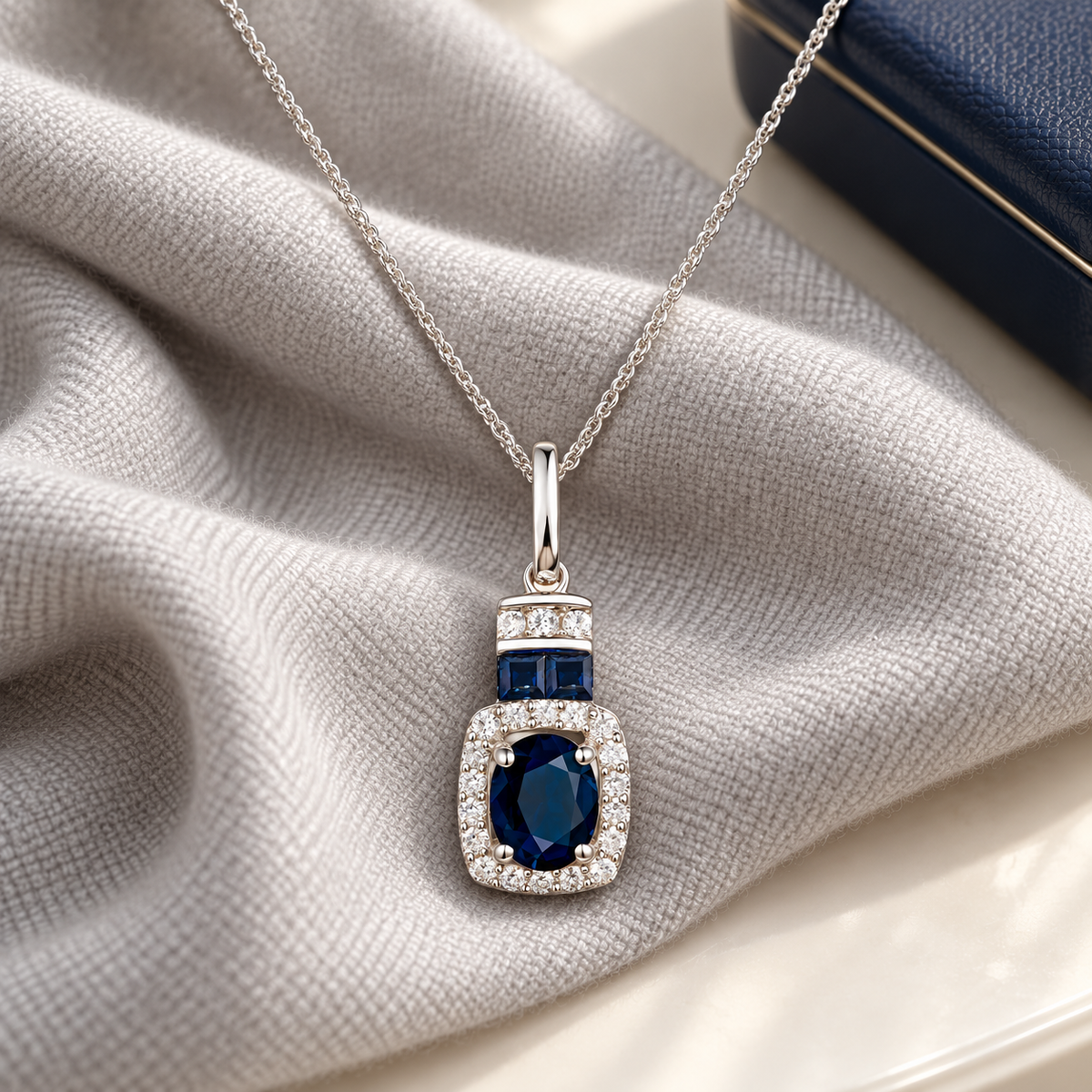 10K Genuine Gemstone & 1/10 ct tw Diamond Oval Pendant with 18" Chain