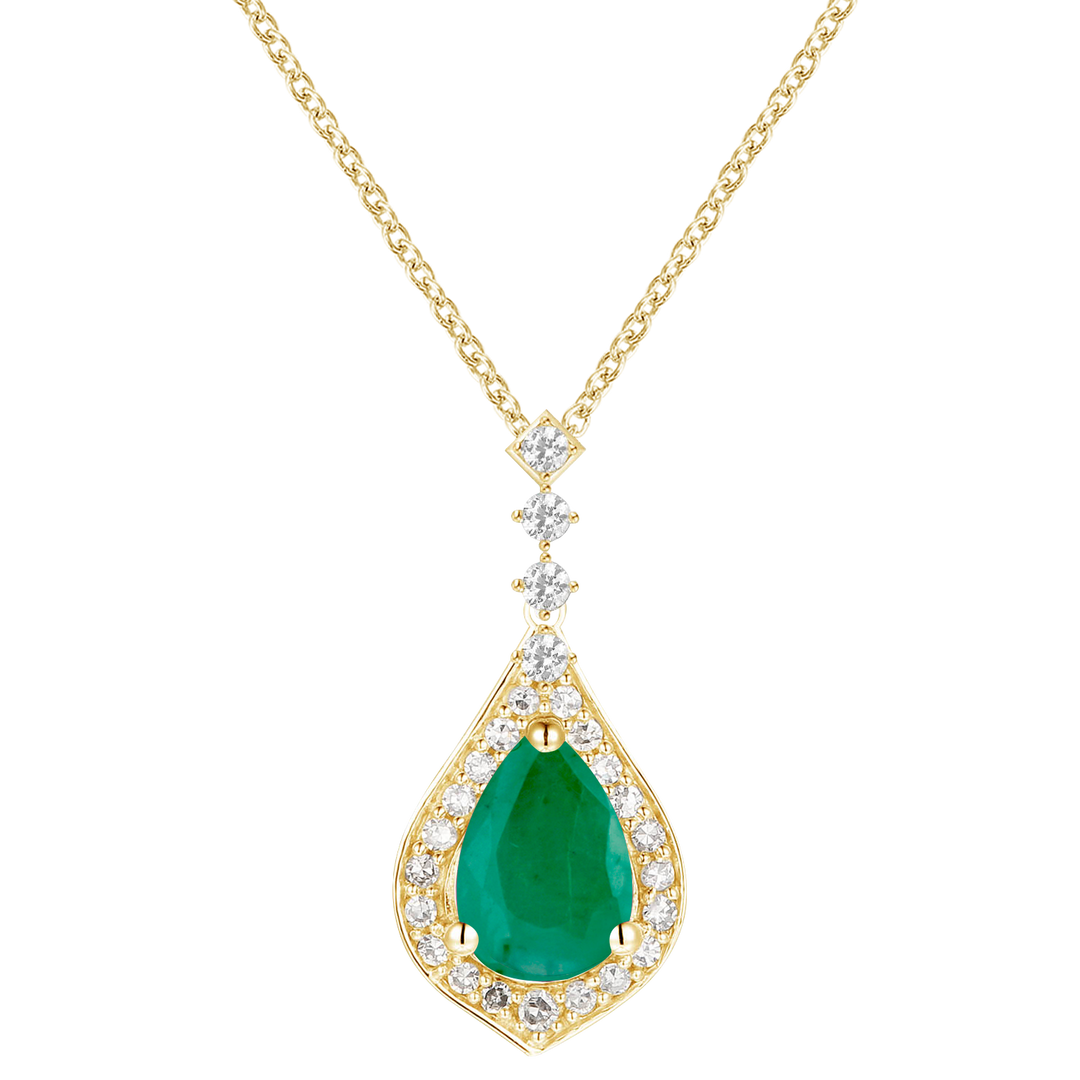 10K Genuine Gemstone & 1/5 ct tw Diamond Pear Drop Pendant with 18" Chain