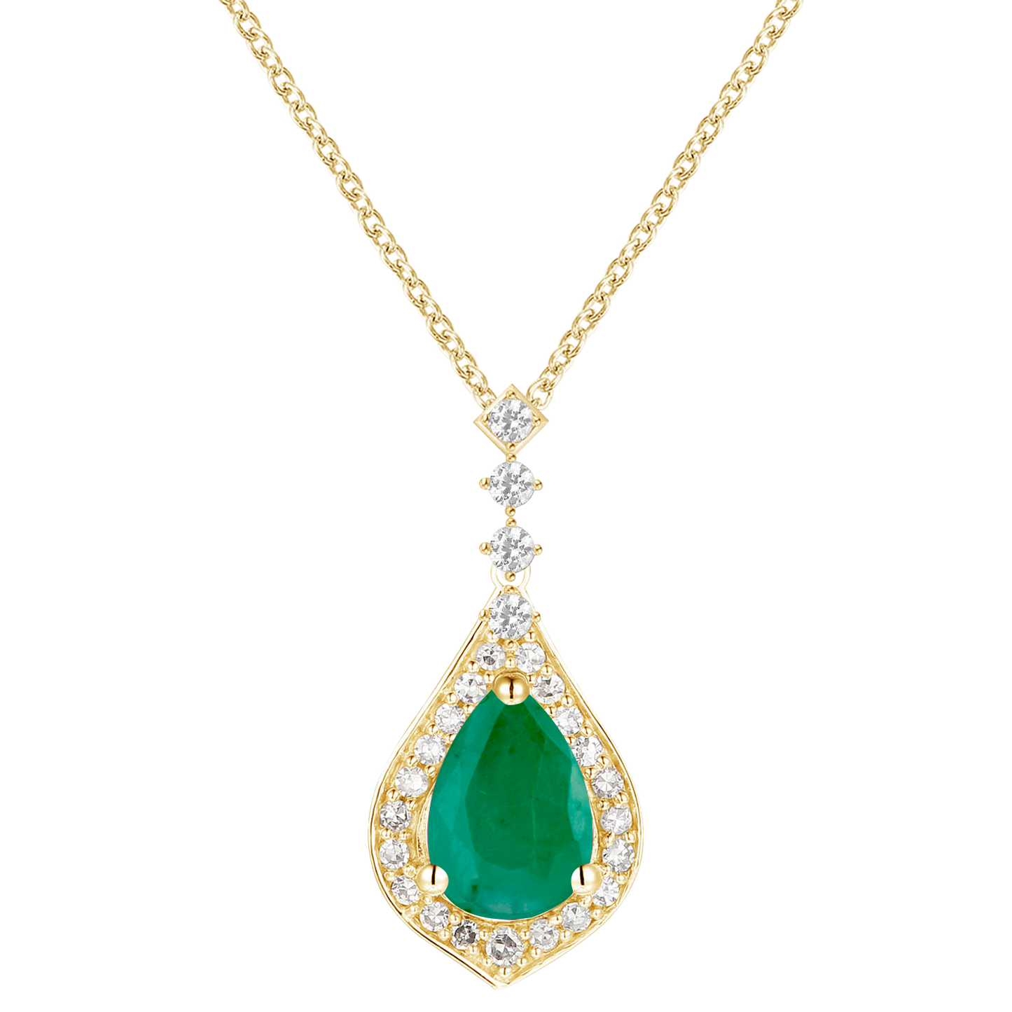 10K Genuine Gemstone & 1/5 ct tw Diamond Pear Drop Pendant with 18" Chain
