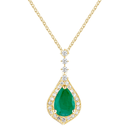 10K Genuine Gemstone & 1/5 ct tw Diamond Pear Drop Pendant with 18" Chain