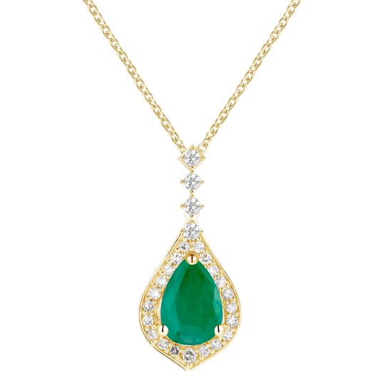 10K Genuine Gemstone & 1/5 ct tw Diamond Pear Drop Pendant with 18" Chain