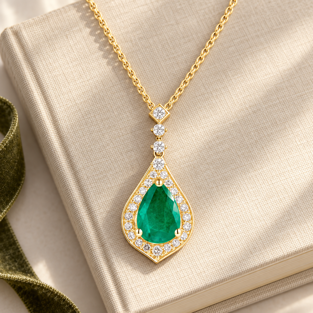 10K Genuine Gemstone & 1/5 ct tw Diamond Pear Drop Pendant with 18" Chain - view 2