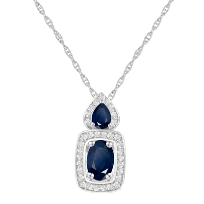 Elegant 10k Yellow Gold Pendant Necklace with Genuine Emeralds and Diamonds 1/8 ct tw