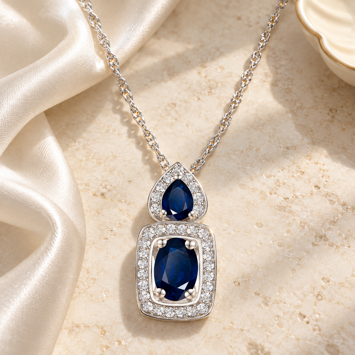 Elegant 10k Yellow Gold Pendant Necklace with Genuine Emeralds and Diamonds 1/8 ct tw - view 6
