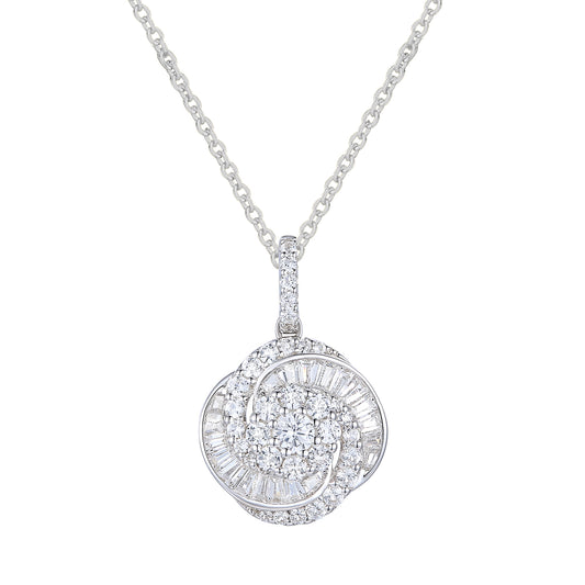 Sterling Silver 1/2 ct tw Diamond Knot Pendant with 18" Chain (I-I2)