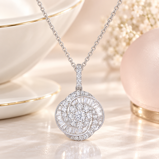 Sterling Silver 1/2 ct tw Diamond Knot Pendant with 18" Chain (I-I2)