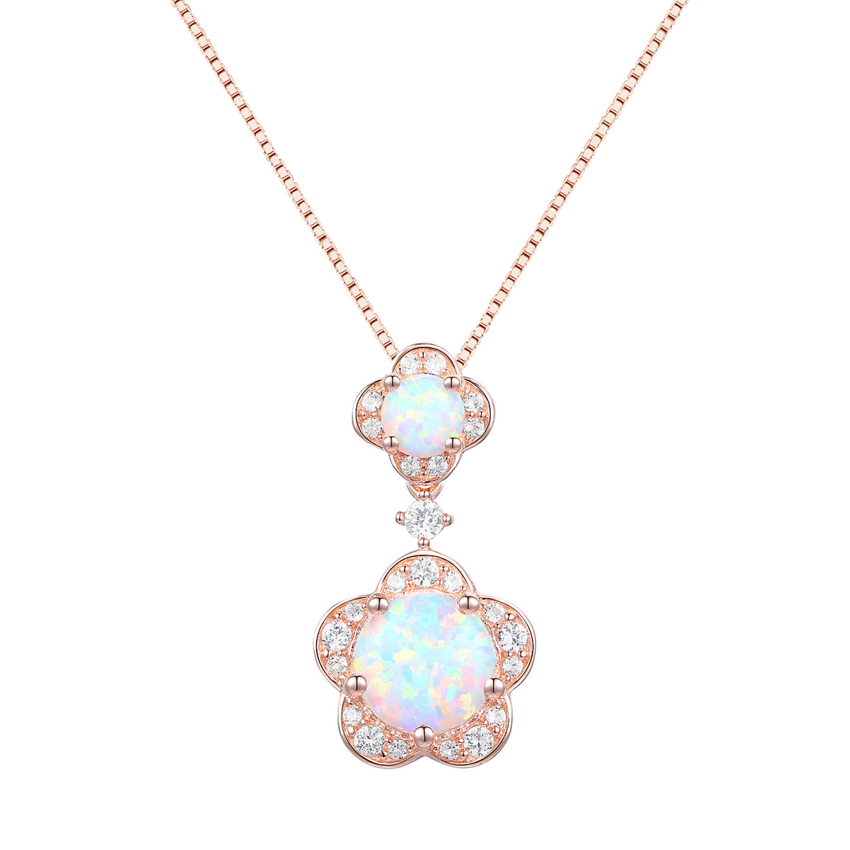 Sterling Silver Genuine Amethyst or Lab Created Opal & White Sapphire Flower Pendant Necklace