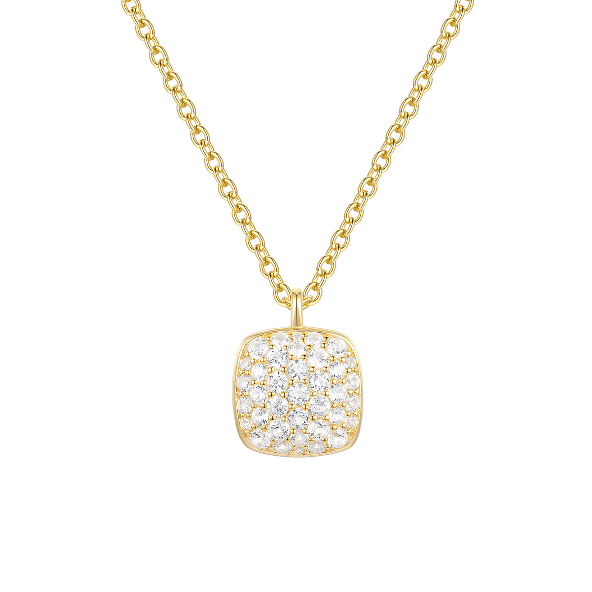 14K Yellow Gold over Sterling Silver 3/8 ct tw Diamond Cushion Shape Pavé Pendant with 18" Chain (I-I2)
