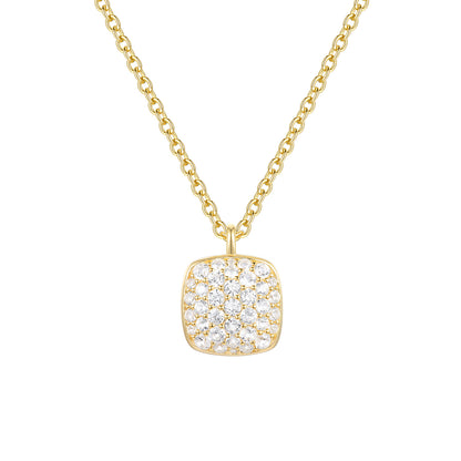 14K Yellow Gold over Sterling Silver 3/8 ct tw Diamond Cushion Shape Pavé Pendant with 18" Chain (I-I2)