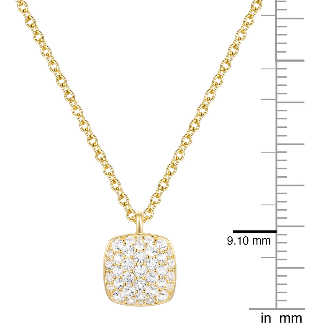 14K Yellow Gold over Sterling Silver 3/8 ct tw Diamond Cushion Shape Pavé Pendant with 18" Chain (I-I2)