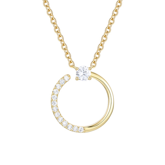 14K Yellow Gold over Sterling Silver 1/5 ct tw Diamond Open Circle Pendant with 18" Chain (I-I2)