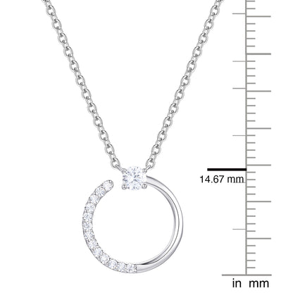 Sterling Silver 1/5 ct tw Diamond Open Circle Pendant with 18" Chain (I-I2)