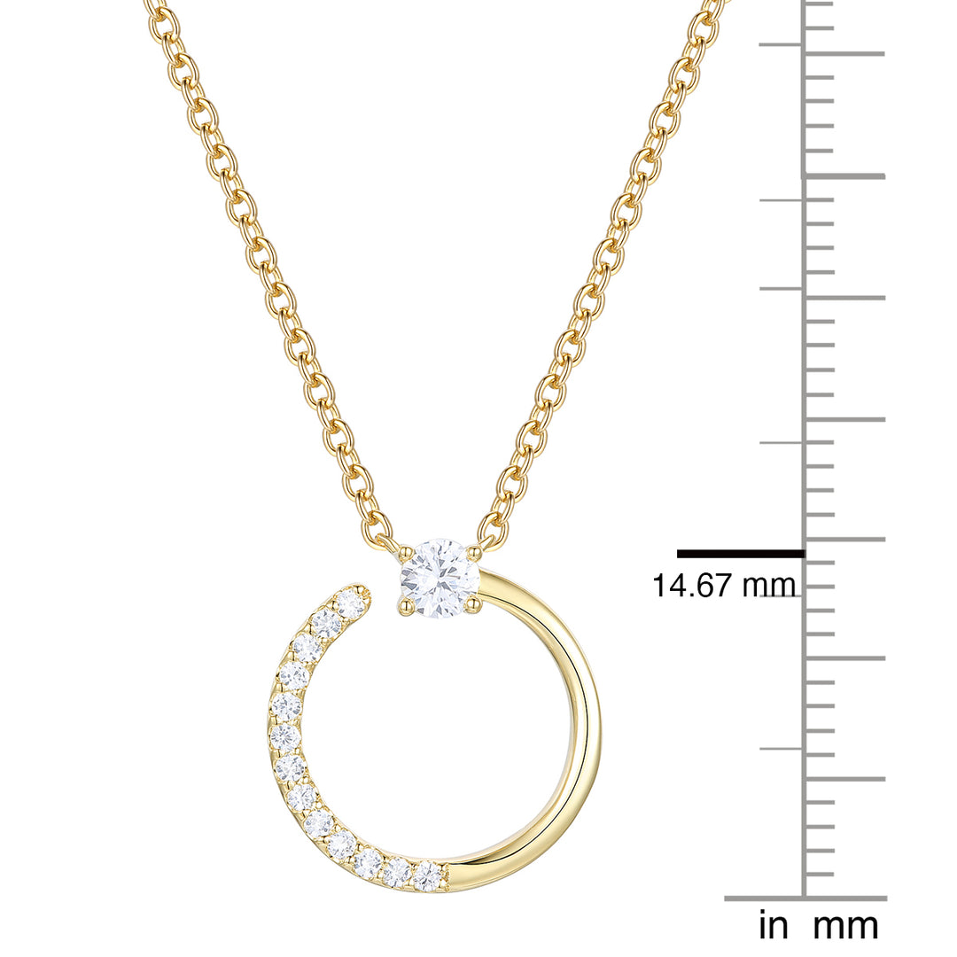 14K Yellow Gold over Sterling Silver 1/5 ct tw Diamond Open Circle Pendant with 18" Chain (I-I2)