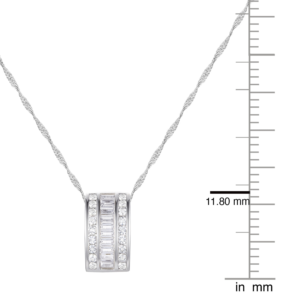 10K White Gold 1/3 ct tw Diamond Channel Set Pendant with 18" Chain (I-I2)