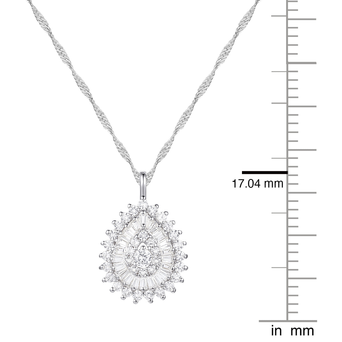 10K White Gold 1/2 ct tw Diamond Pear Shape Pendant with 18" Chain (I-I2)
