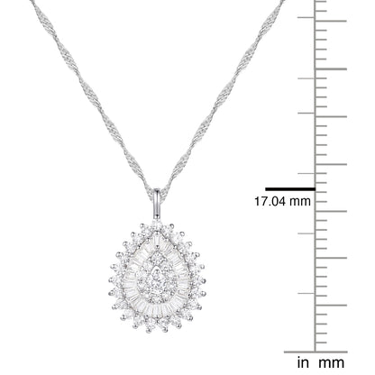 10K White Gold 1/2 ct tw Diamond Pear Shape Pendant with 18" Chain (I-I2)