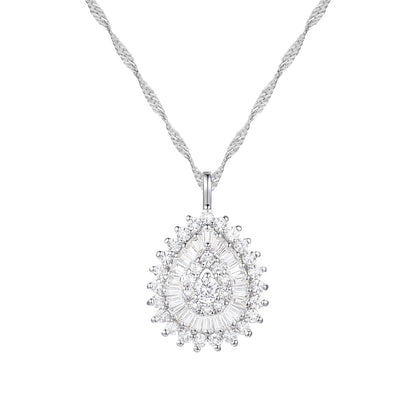 10K White Gold 1/2 ct tw Diamond Pear Shape Pendant with 18" Chain (I-I2)