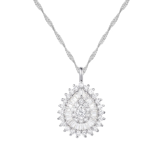 10K White Gold 1/2 ct tw Diamond Pear Shape Pendant with 18" Chain (I-I2)