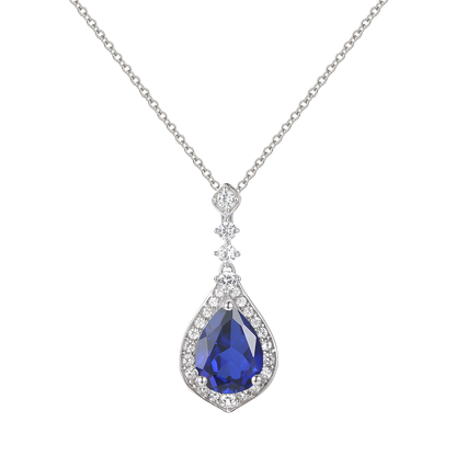 10K Genuine Gemstone & 1/5 ct tw Diamond Pear Drop Pendant with 18" Chain