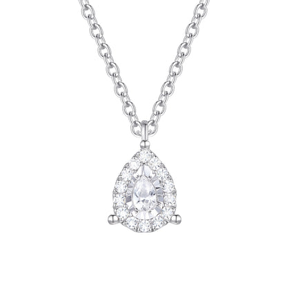 Sterling Silver 1/4 ct tw Diamond Miracle Plate Pear Shape Pendant with 18" Chain (I-I2)