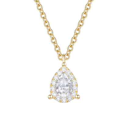 14K Yellow Gold over Sterling Silver 1/4 ct tw Diamond Miracle Plate Pear Shape Pendant with 18" Chain (I-I2)
