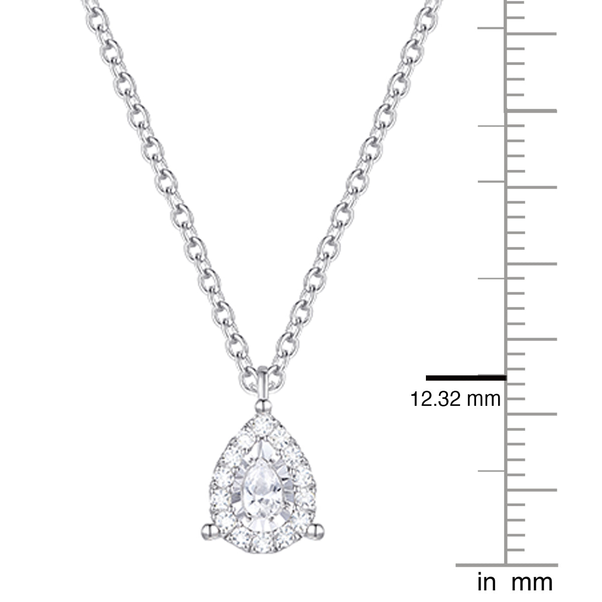 Sterling Silver 1/4 ct tw Diamond Miracle Plate Pear Shape Pendant with 18" Chain (I-I2)