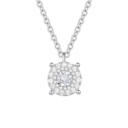 Sterling Silver 1/4 ct tw Diamond Miracle Plate Round Shape Pendant with 18" Chain (I-I2)