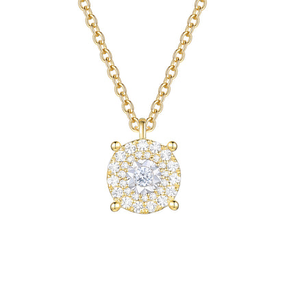 14K Yellow Gold over Sterling Silver 1/4 ct tw Diamond Miracle Plate Round Shape Pendant with 18" Chain (I-I2)
