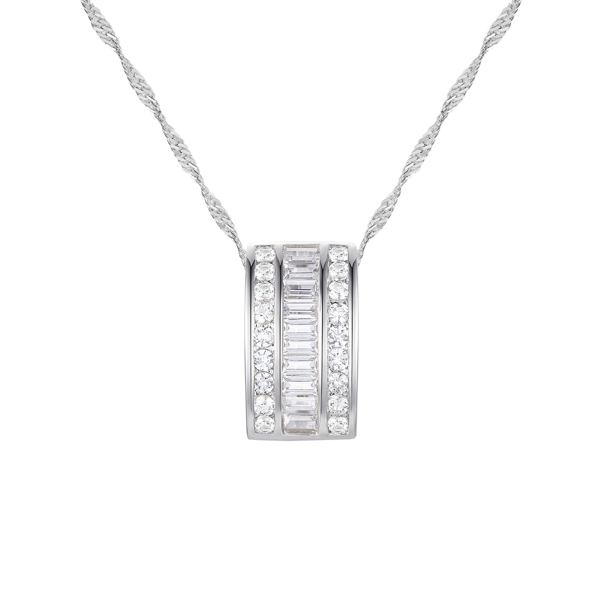 10K White Gold 1/3 ct tw Diamond Channel Set Pendant with 18" Chain (I-I2)
