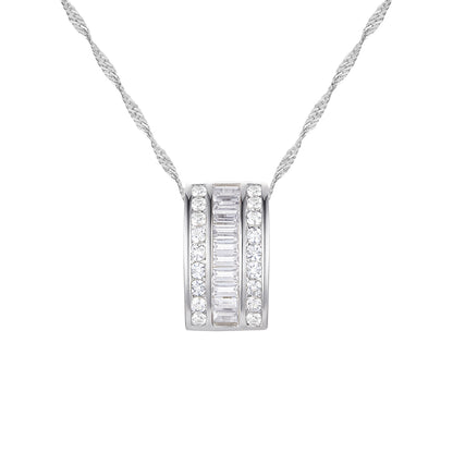 10K White Gold 1/3 ct tw Diamond Channel Set Pendant with 18" Chain (I-I2)