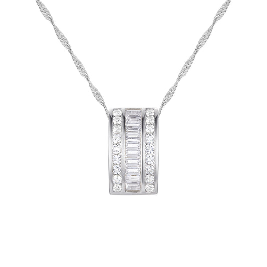 10K White Gold 1/3 ct tw Diamond Channel Set Pendant with 18" Chain (I-I2)