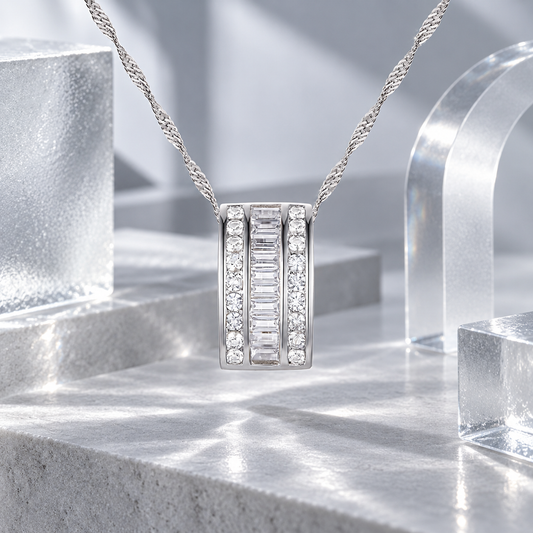 10K White Gold 1/3 ct tw Diamond Channel Set Pendant with 18" Chain (I-I2)