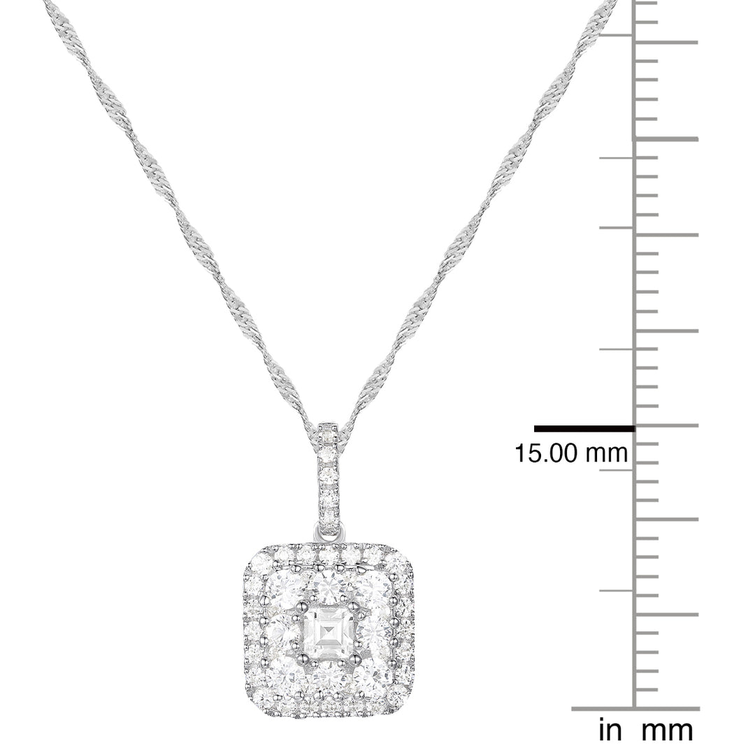 10K White Gold 1/2 ct tw Diamond Multi Diamond Square Shape Pendant with 18" Chain (I-I2)