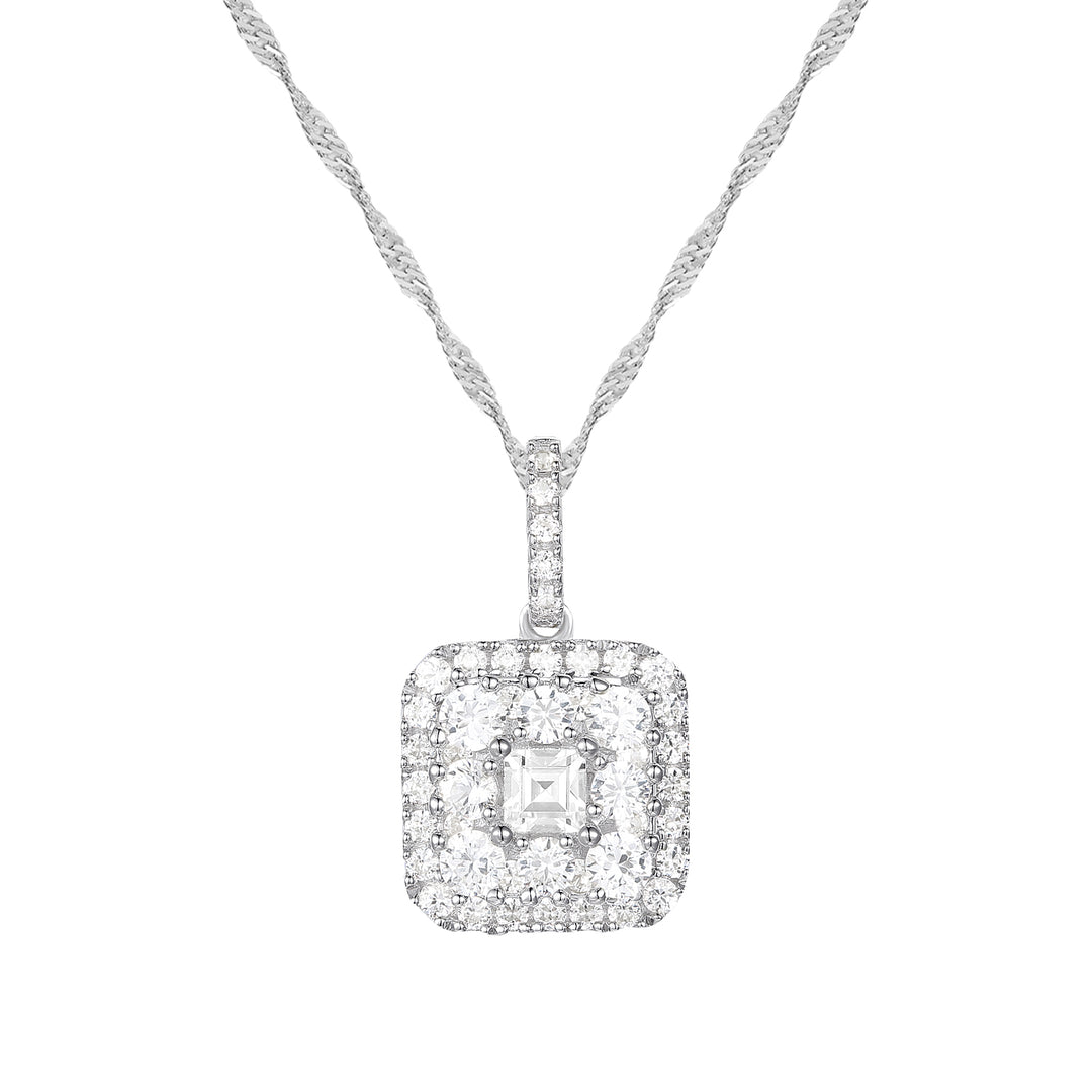 10K White Gold 1/2 ct tw Diamond Multi Diamond Square Shape Pendant with 18" Chain (I-I2)