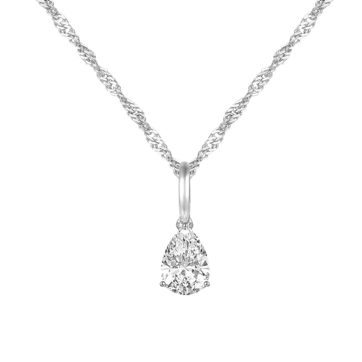 14K Lab Grown Pear Solitaire Pendant F-G VS1-VS2