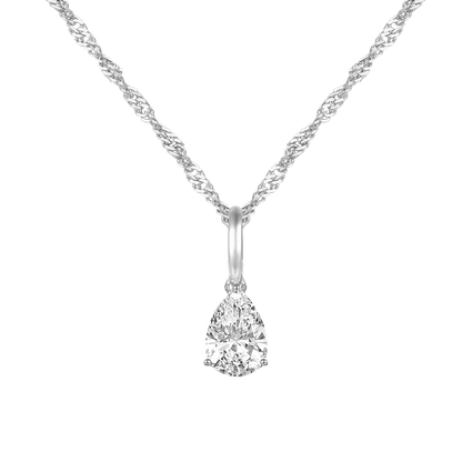 14K Lab Grown Pear Solitaire Pendant F-G VS1-VS2