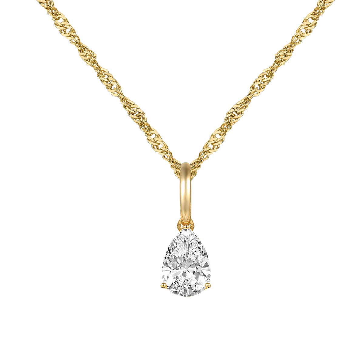 14K Lab Grown Pear Solitaire Pendant F-G VS1-VS2
